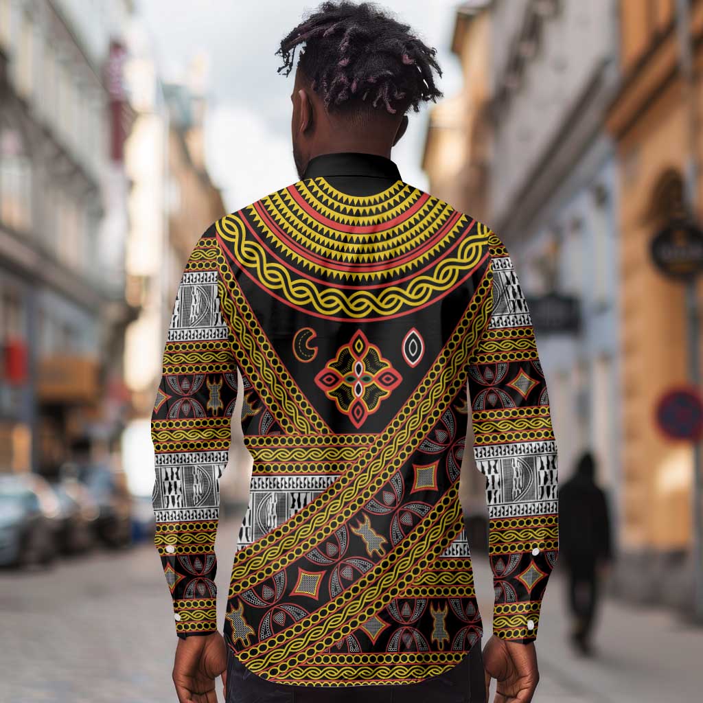 Cameroon Bamenda Toghu Inspired Long Sleeve Button Shirt Classic Motifs