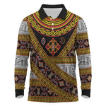 Cameroon Bamenda Toghu Inspired Long Sleeve Polo Shirt Classic Motifs