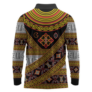 Cameroon Bamenda Toghu Inspired Long Sleeve Polo Shirt Classic Motifs