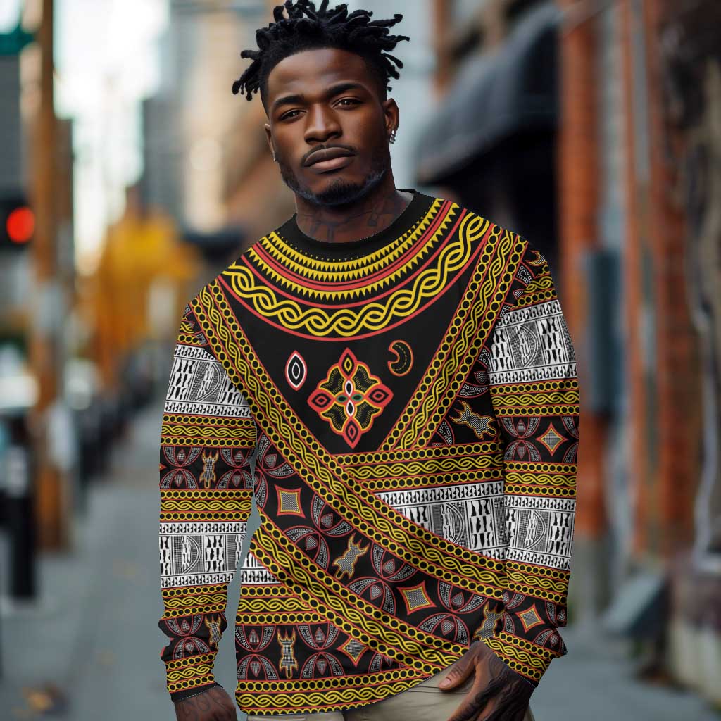 Cameroon Bamenda Toghu Inspired Long Sleeve Shirt Classic Motifs