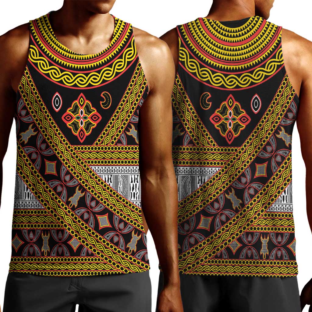 Cameroon Bamenda Toghu Inspired Men Tank Top Classic Motifs