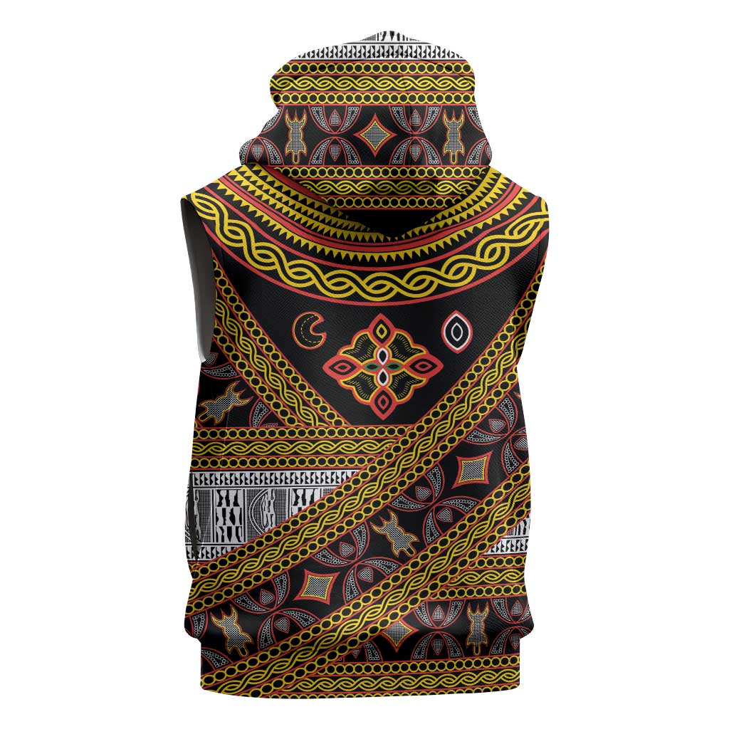 Cameroon Bamenda Toghu Inspired Sleeveless Hoodie Classic Motifs