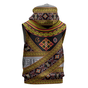 Cameroon Bamenda Toghu Inspired Sleeveless Hoodie Classic Motifs