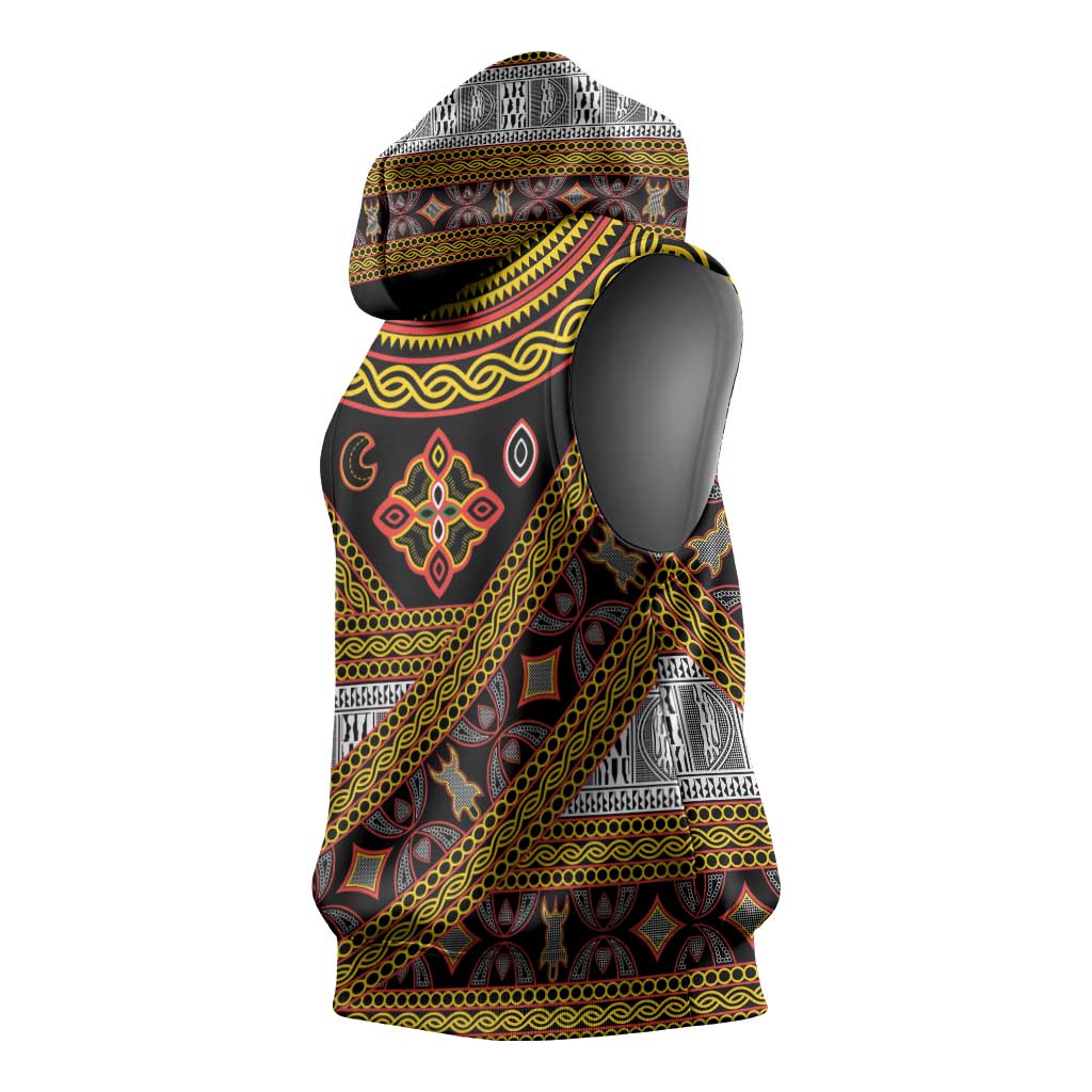 Cameroon Bamenda Toghu Inspired Sleeveless Hoodie Classic Motifs