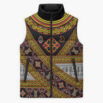 Cameroon Bamenda Toghu Inspired Sleeveless Puffer Jacket Classic Motifs