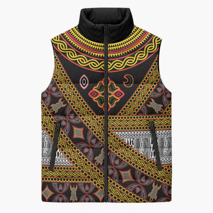 Cameroon Bamenda Toghu Inspired Sleeveless Puffer Jacket Classic Motifs