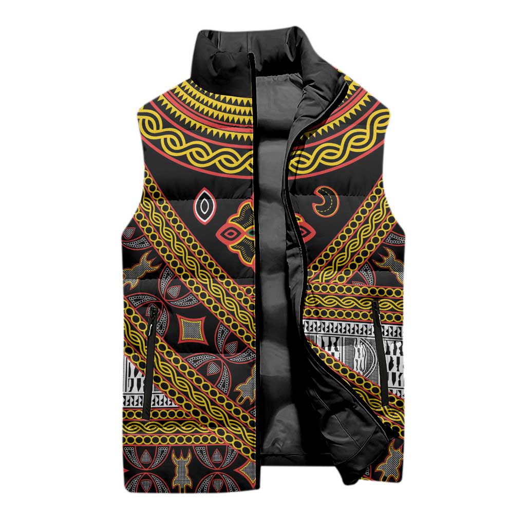 Cameroon Bamenda Toghu Inspired Sleeveless Puffer Jacket Classic Motifs