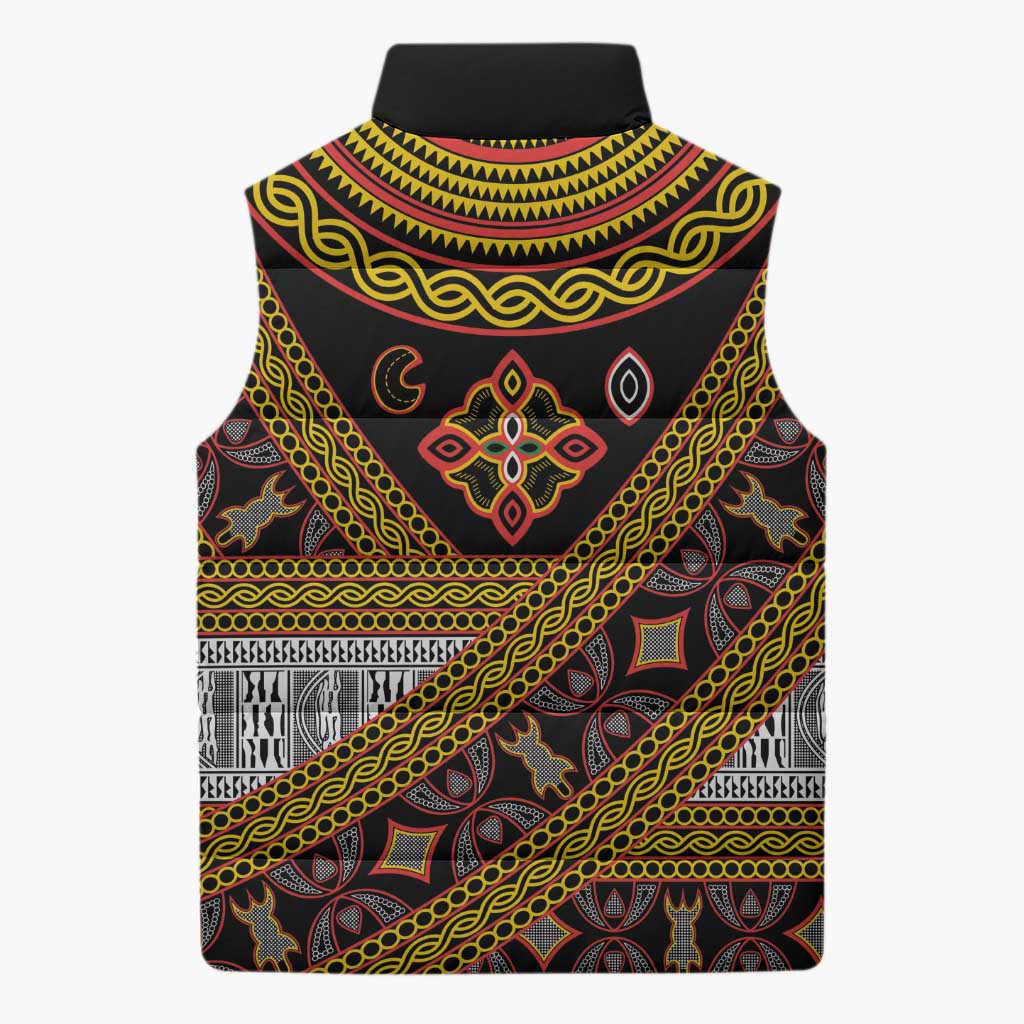 Cameroon Bamenda Toghu Inspired Sleeveless Puffer Jacket Classic Motifs