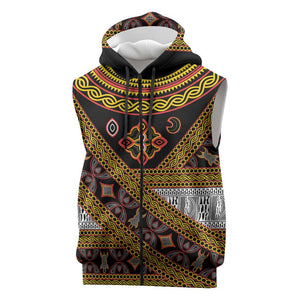 Cameroon Bamenda Toghu Inspired Sleeveless Zip Hoodie Classic Motifs