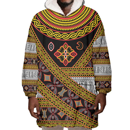 Cameroon Bamenda Toghu Inspired Wearable Blanket Hoodie Classic Motifs