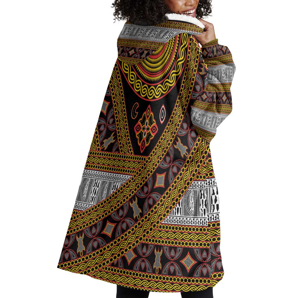 Cameroon Bamenda Toghu Inspired Wearable Blanket Hoodie Classic Motifs