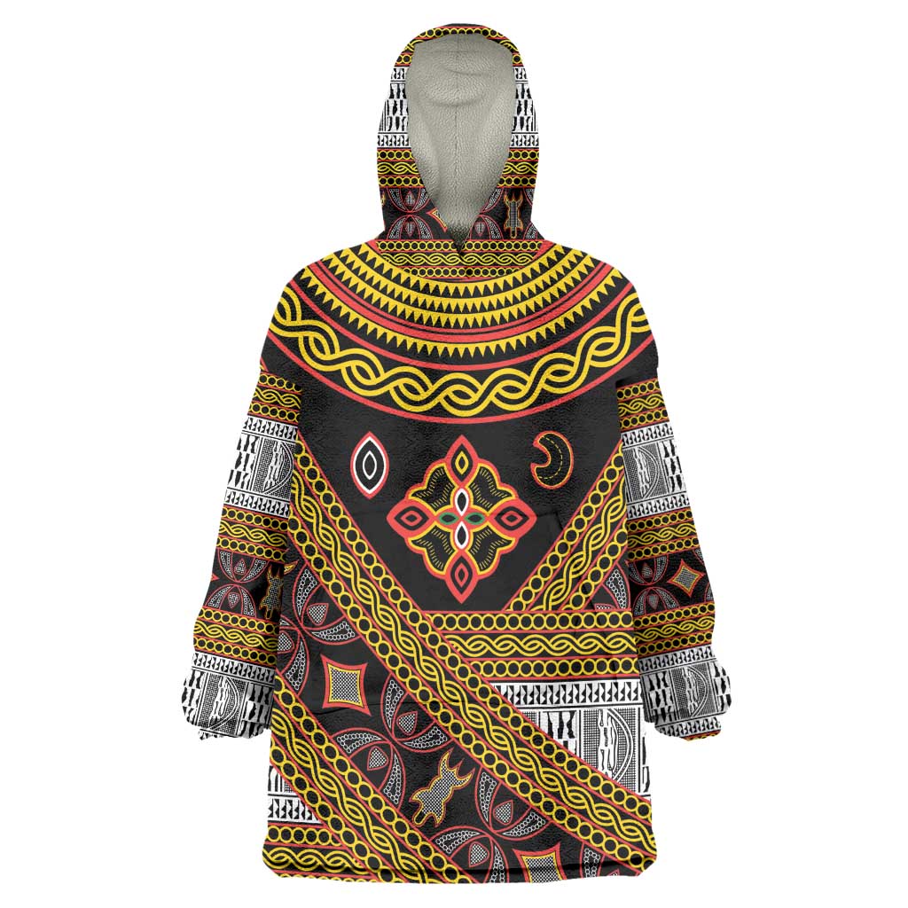 Cameroon Bamenda Toghu Inspired Wearable Blanket Hoodie Classic Motifs