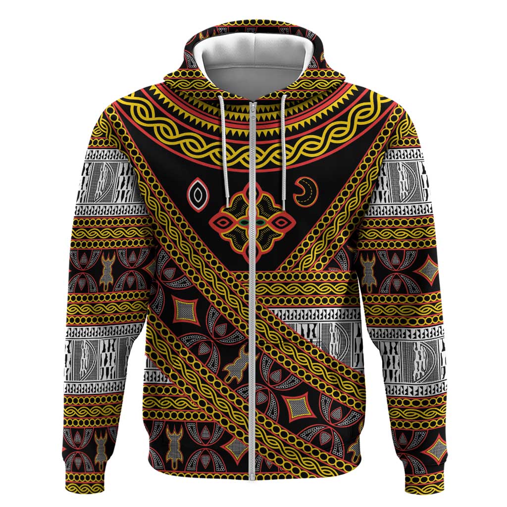 Cameroon Bamenda Toghu Inspired Zip Hoodie Classic Motifs