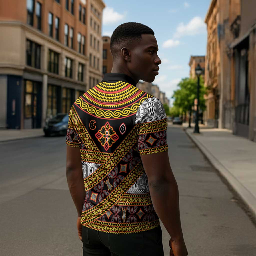 Cameroon Bamenda Toghu Inspired Zipper Polo Shirt Classic Motifs