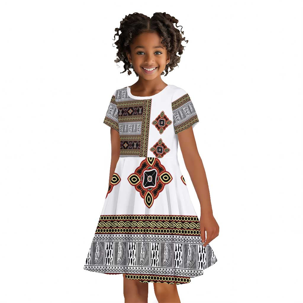 Cameroon Ndop Atoghu Inspired Kid Short Sleeve Dress
