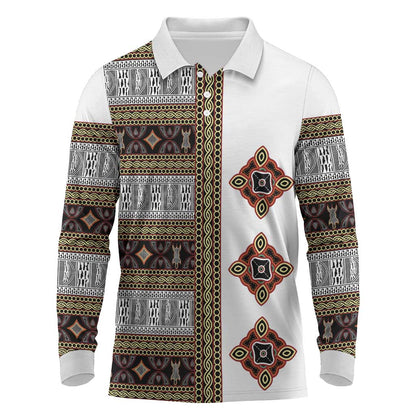 Cameroon Ndop Atoghu Inspired Long Sleeve Polo Shirt