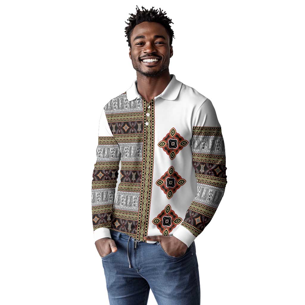 Cameroon Ndop Atoghu Inspired Long Sleeve Polo Shirt