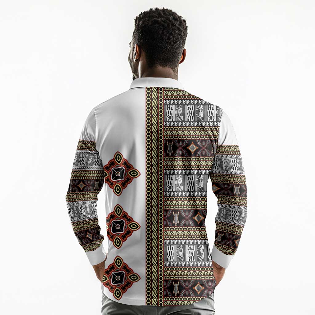 Cameroon Ndop Atoghu Inspired Long Sleeve Polo Shirt