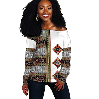 Cameroon Ndop Atoghu Inspired Off Shoulder Sweater
