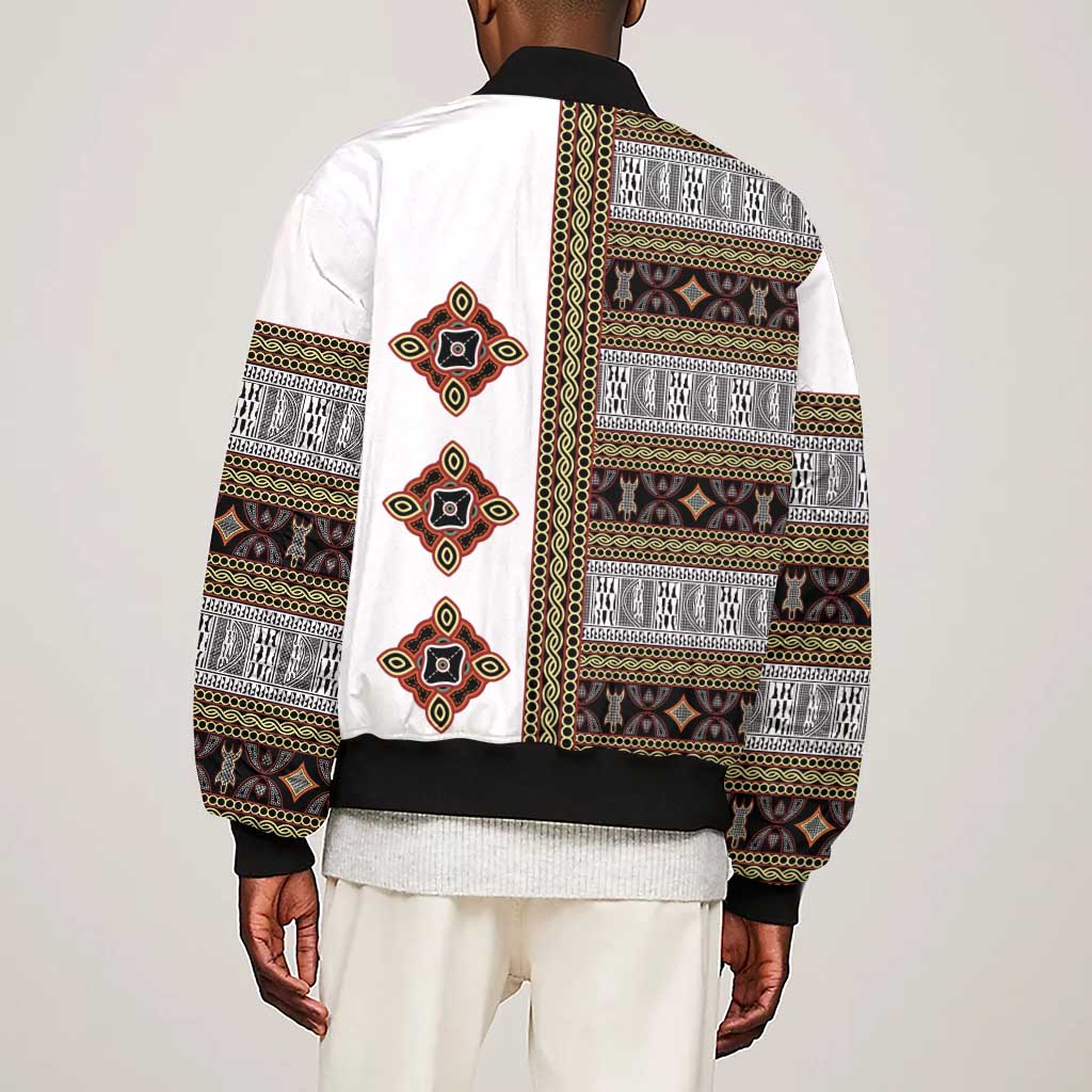 Cameroon Ndop Atoghu Inspired Sleeve Zip Bomber Jacket