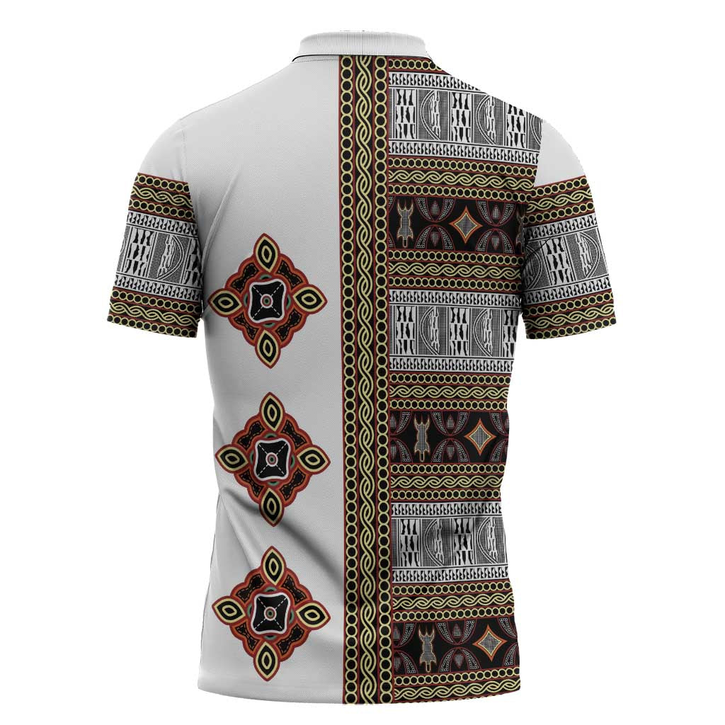 Cameroon Ndop Atoghu Inspired Zipper Polo Shirt
