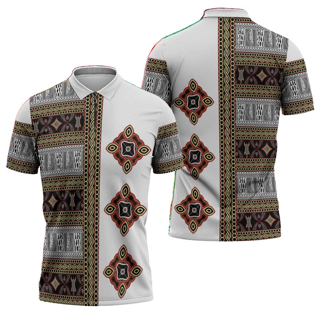 Cameroon Ndop Atoghu Inspired Zipper Polo Shirt