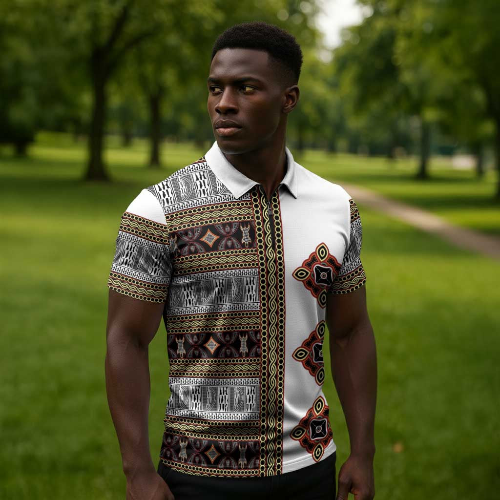 Cameroon Ndop Atoghu Inspired Zipper Polo Shirt