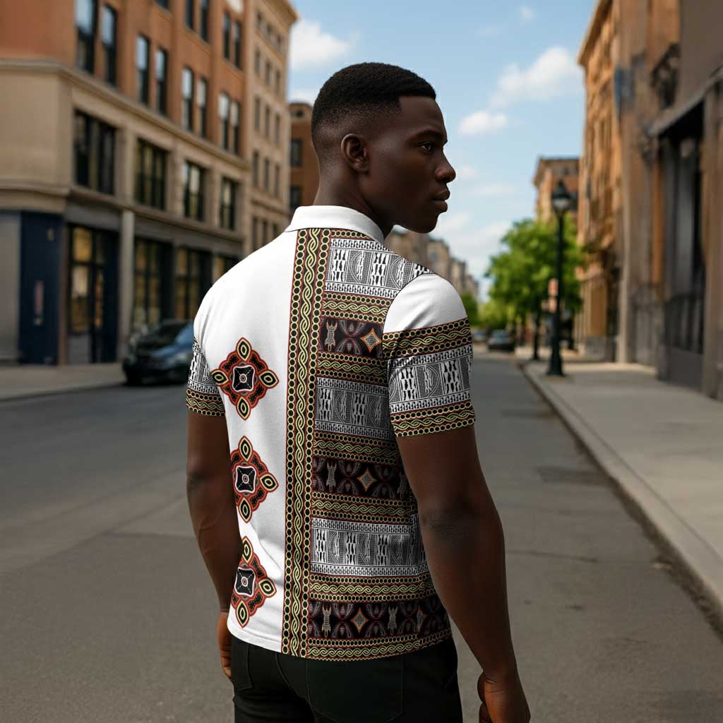 Cameroon Ndop Atoghu Inspired Zipper Polo Shirt