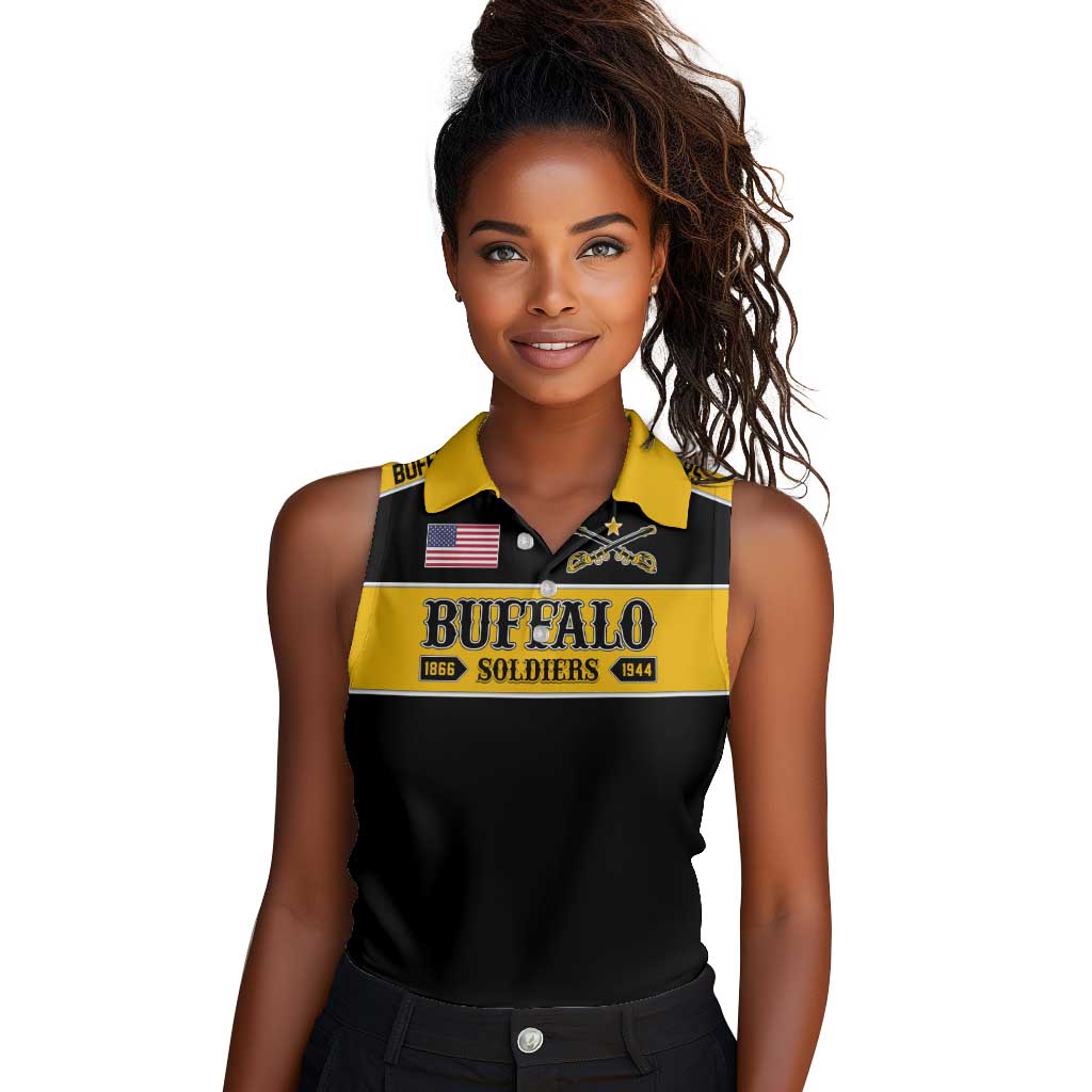 Personalised Buffalo Soldiers Women Sleeveless Polo Shirt History of Heroes