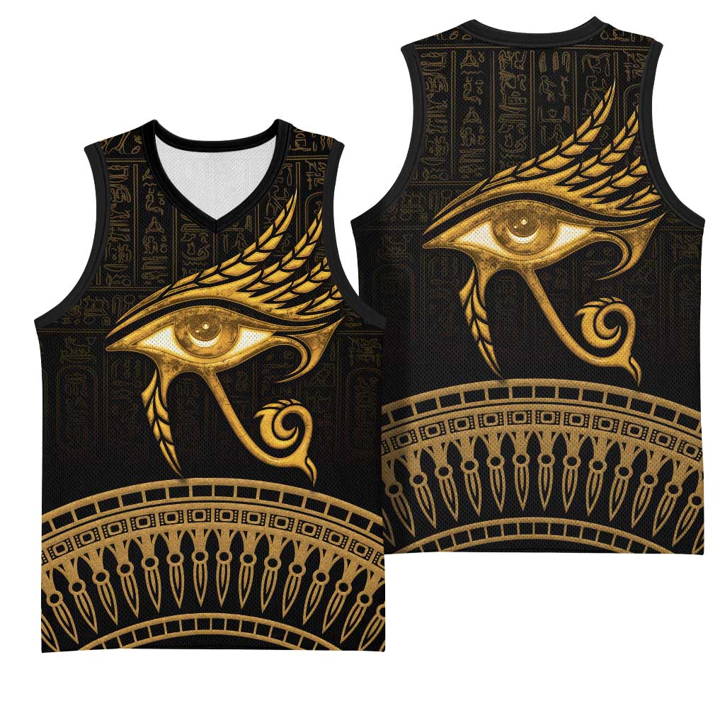 Ancient Egypt Gold Intricate Basketball Jersey Eye of Horus LT7
