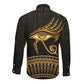 Ancient Egypt Gold Intricate Long Sleeve Button Shirt Eye of Horus