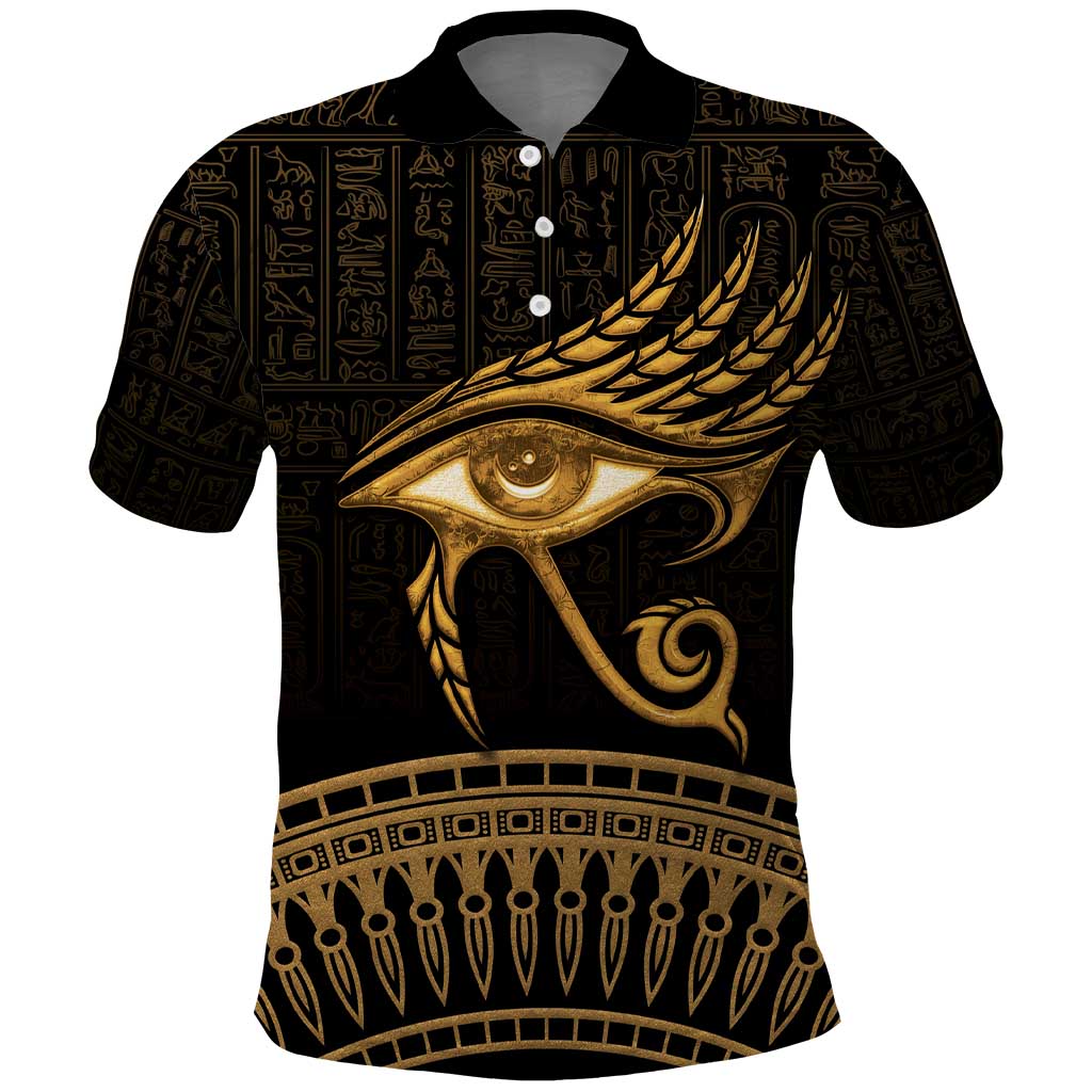 Ancient Egypt Gold Intricate Polo Shirt Eye of Horus