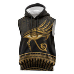 Ancient Egypt Gold Intricate Sleeveless Hoodie Eye of Horus - African Pride