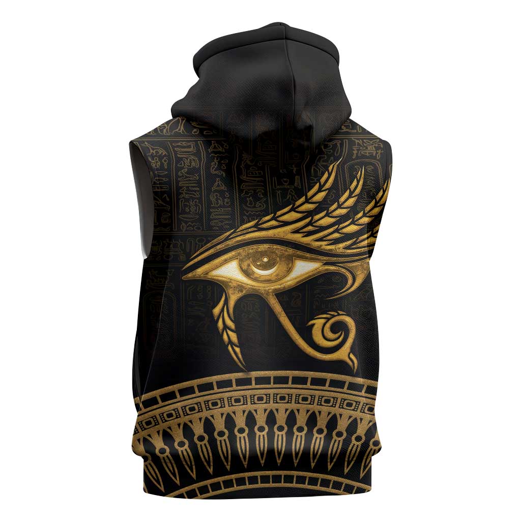 Ancient Egypt Gold Intricate Sleeveless Hoodie Eye of Horus - African Pride