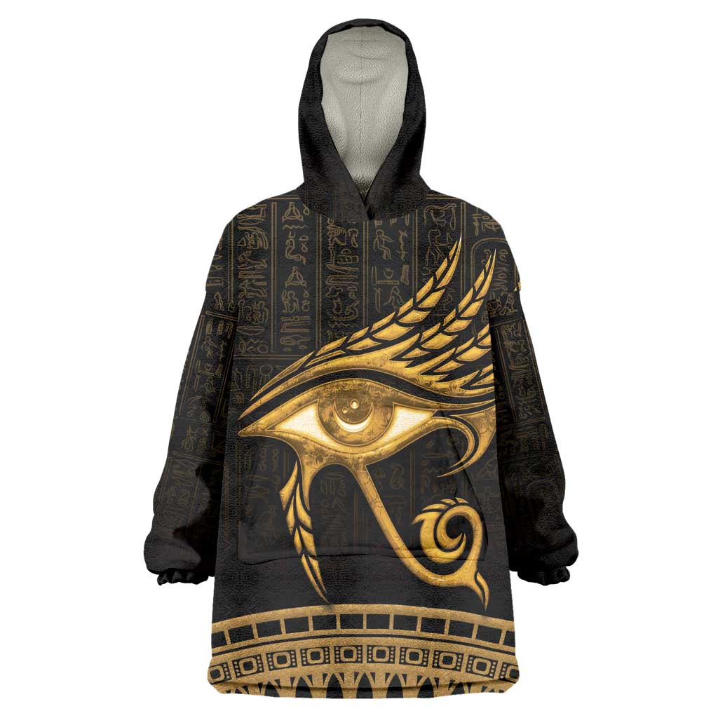 Ancient Egypt Gold Intricate Wearable Blanket Hoodie Eye of Horus