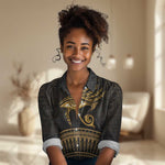 Ancient Egypt Gold Intricate Women Casual Shirt Eye of Horus
