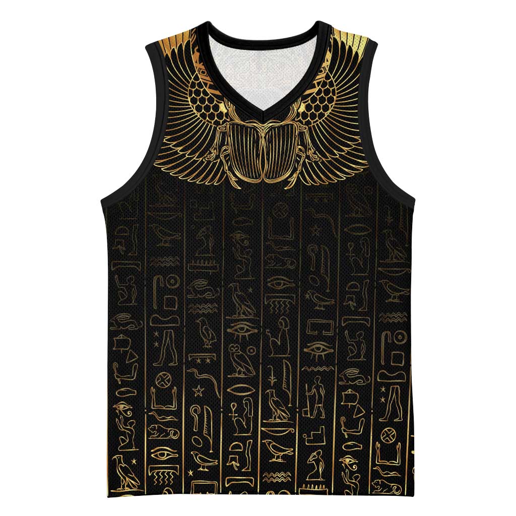 Ancient Egypt Basketball Jersey Black Gold Scarab LT7