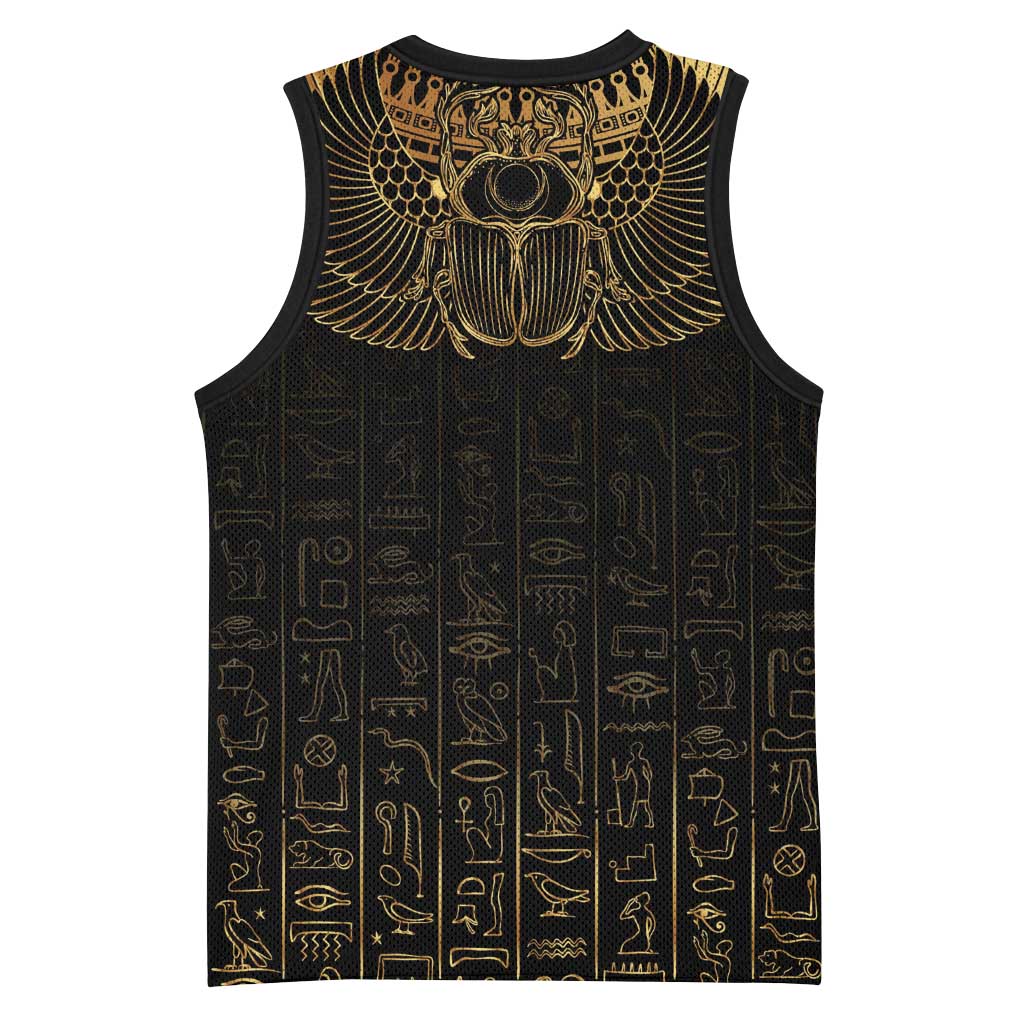 Ancient Egypt Basketball Jersey Black Gold Scarab LT7