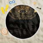 Ancient Egypt Beach Blanket Black Gold Scarab