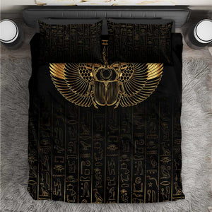 Ancient Egypt Bedding Set Black Gold Scarab