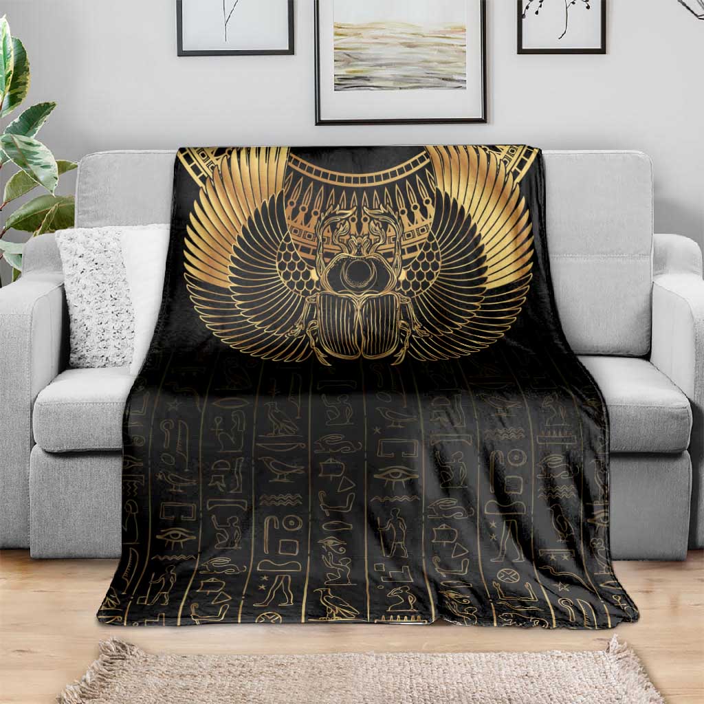 Ancient Egypt Blanket Black Gold Scarab