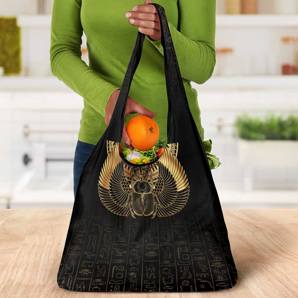 Ancient Egypt Grocery Bag Black Gold Scarab