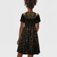 Ancient Egypt Kid Short Sleeve Dress Black Gold Scarab