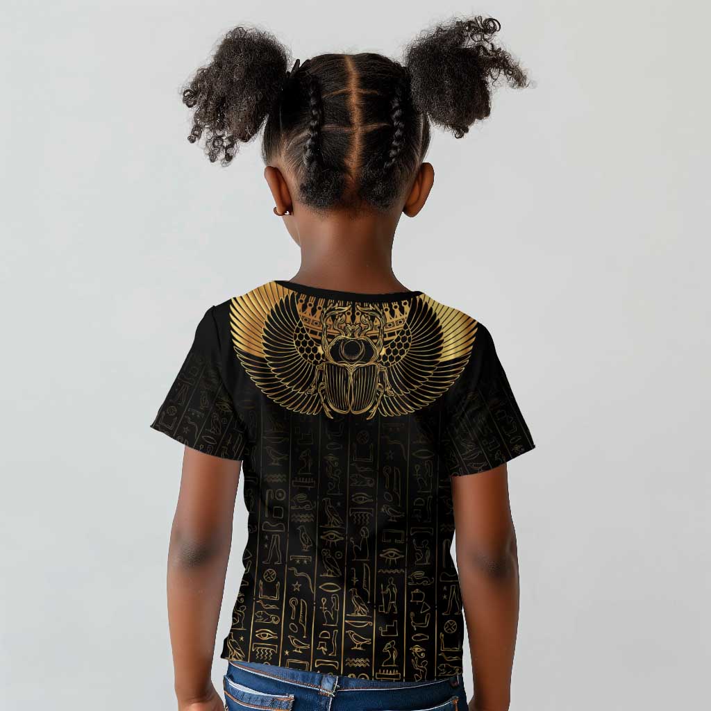 Ancient Egypt Kid T shirt Black Gold Scarab