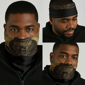 Ancient Egypt Neck Gaiter Black Gold Scarab LT7