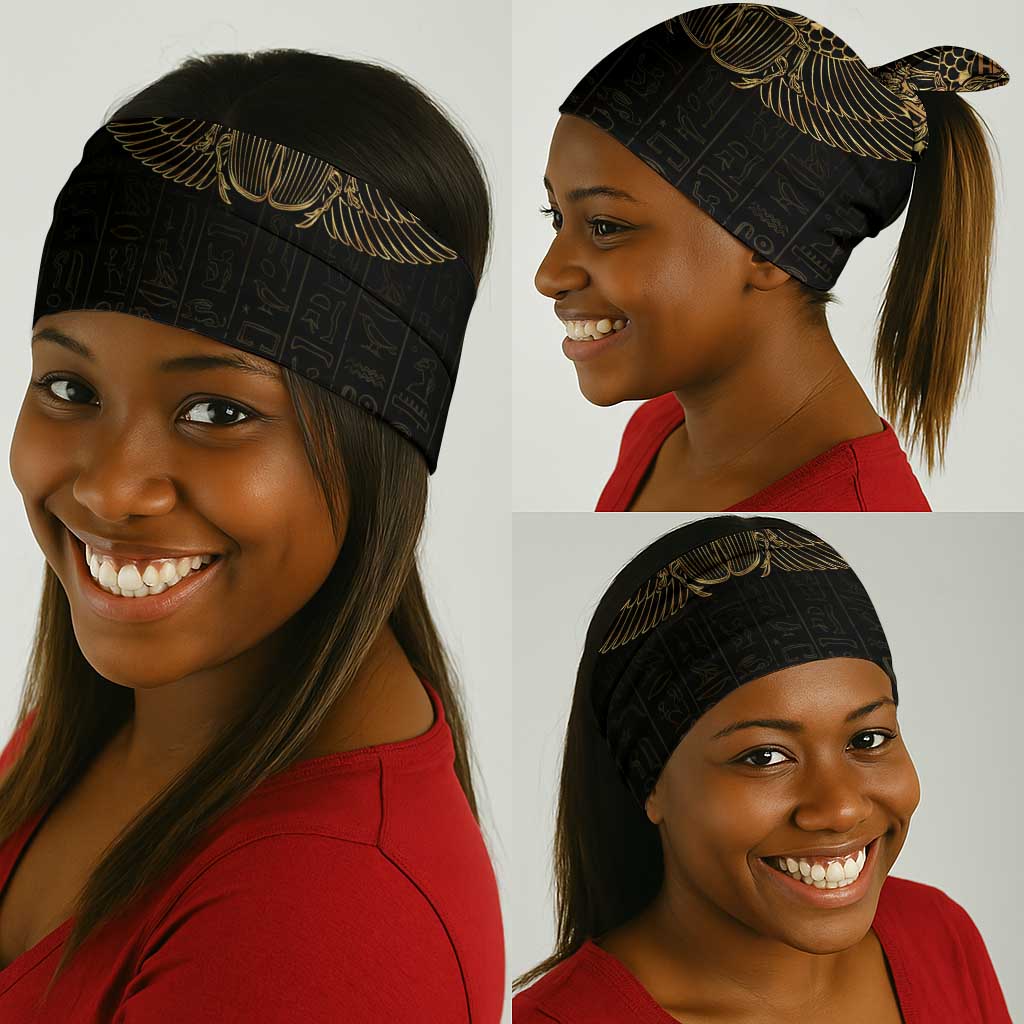 Ancient Egypt Neck Gaiter Black Gold Scarab LT7