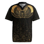Ancient Egypt Rugby Jersey Black Gold Scarab