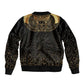 Ancient Egypt Sleeve Zip Bomber Jacket Black Gold Scarab