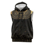 Ancient Egypt Sleeveless Hoodie Black Gold Scarab - African Pride