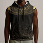 Ancient Egypt Sleeveless Hoodie Black Gold Scarab - African Pride